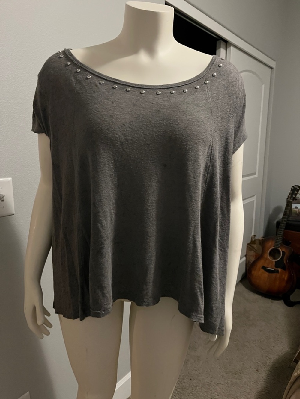 Rock & Republic gray speckled short sleeve top L